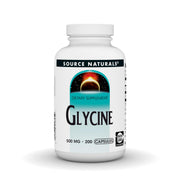 Source Naturals Glicina 500 mg en botella, apoyo a la síntesis de proteínas.