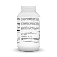 Closeup of Source Naturals glucosamine sulfate powder label