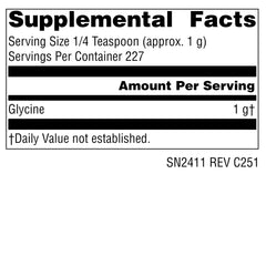 Source Naturals Glycine powder dissolving easily in water for quick mixing.