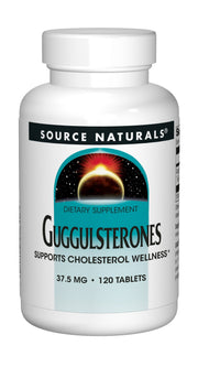 Source Naturals Guggulsterones bottle with tablets for healthy fats balance.