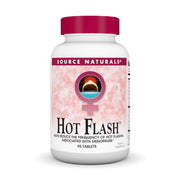 Source Naturals Hot Flash bottle front shows a plant-based option for menopausal comfort.
