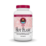 Source Naturals Hot Flash bottle shows 180 tablets for daily support.