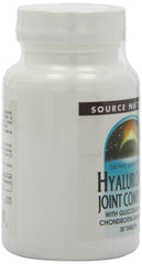 Three-tablet serving illustrated for Source Naturals Hyaluronic Joint Complex.