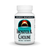 Source Naturals Inositol & Choline 800 mg bottle closeup for daily nerve support.