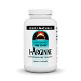 Source Naturals L-Arginine Free Form 1000 mg bottle front with clear dosage label for easy shopping