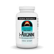Source Naturals L-Arginine Free Form 1000 mg bottle front with clear dosage label for easy shopping