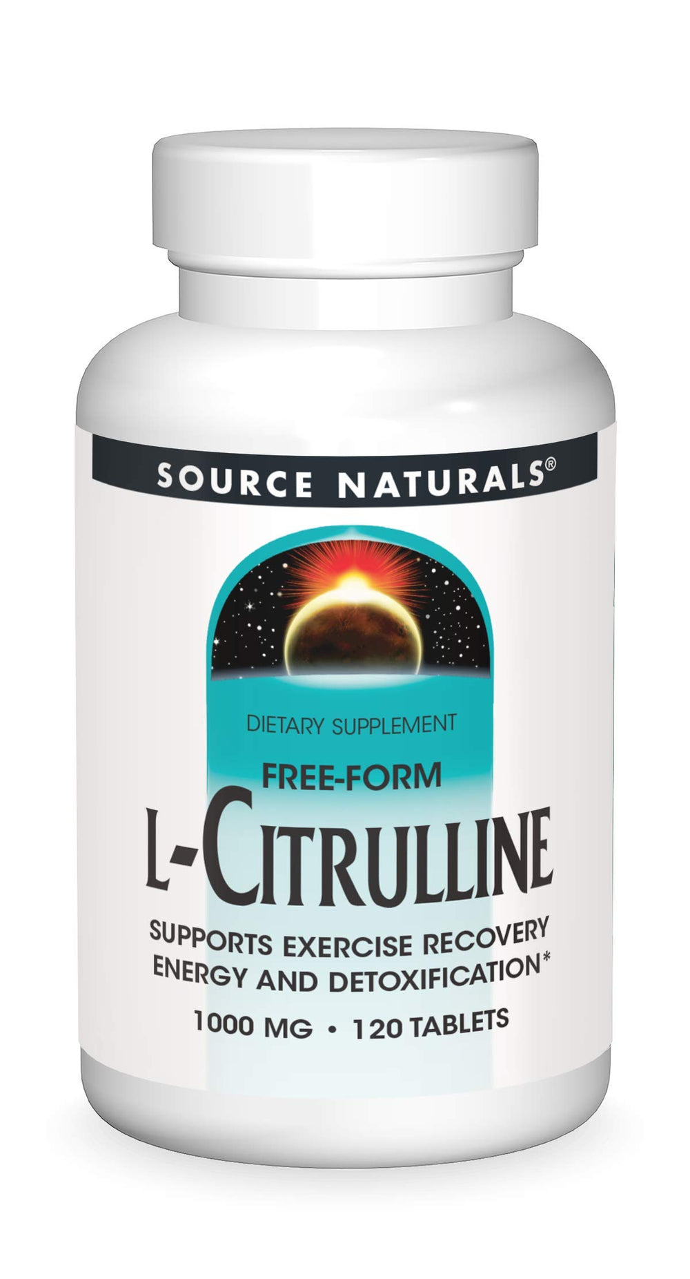Source Naturals L-Citrulline 1000mg tablets in a bottle, supporting athletic performance and wellbeing.