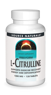 Source Naturals L-Citrulline 1000mg tablets in a bottle, supporting athletic performance and wellbeing.