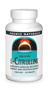 Source Naturals L-Citrulline bottle on counter supports workout recovery.