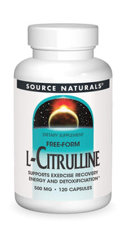 Source Naturals L-Citrulline capsules close-up, showing a clean, workout-ready formula.