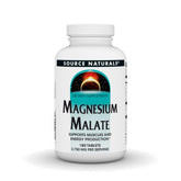 Source Naturals Magnesium Malate bottle label highlighting high potency for daily use.