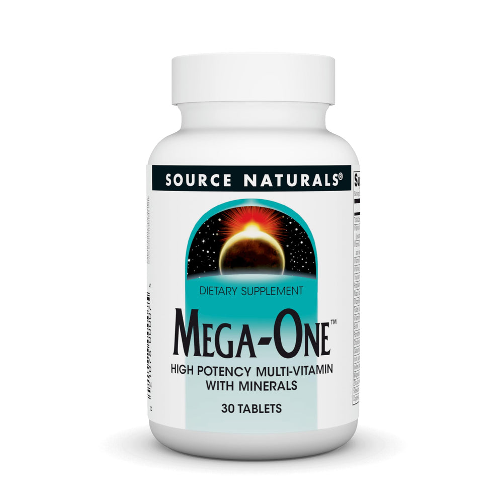 Source Naturals Mega-One bottle front view for daily multivitamin needs.