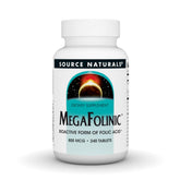 Source Naturals MegaFolinic bottle front with tablets for daily folate support