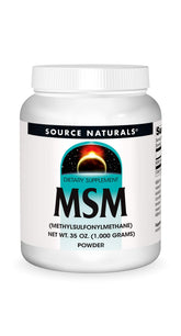 Source Naturals MSM powder bottle close-up for daily sulfur support