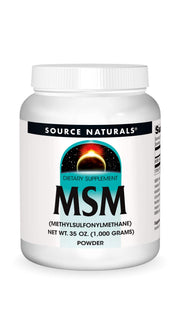 Source Naturals MSM powder bottle close-up for daily sulfur support