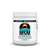 Source Naturals MSM powder bottle front shows daily-use dosage.