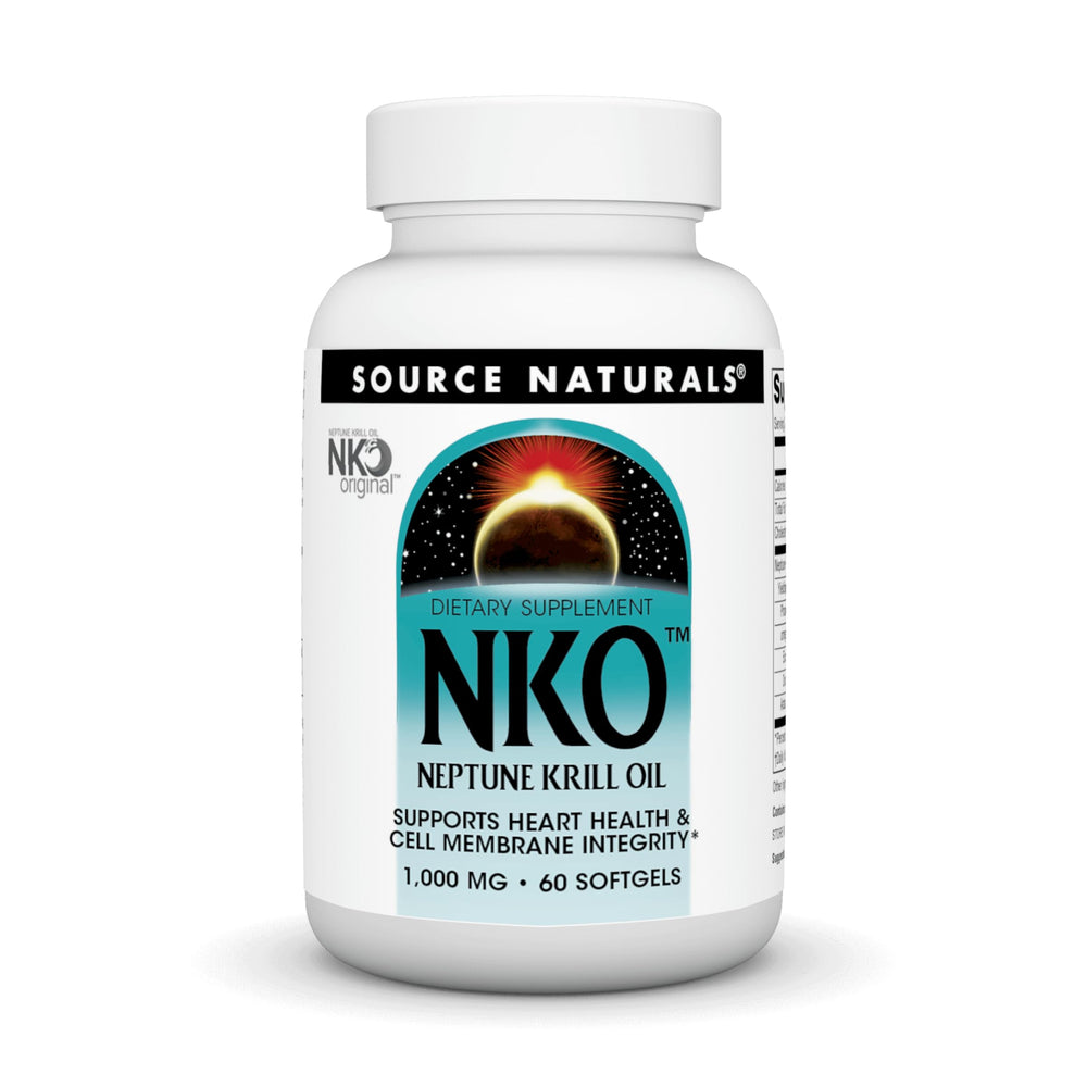 Source Naturals NKO Neptune Krill Oil bottle shown for daily heart health support