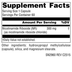 Source Naturals NR capsules-closeup shows pure nicotinamide riboside for mitochondrial health.