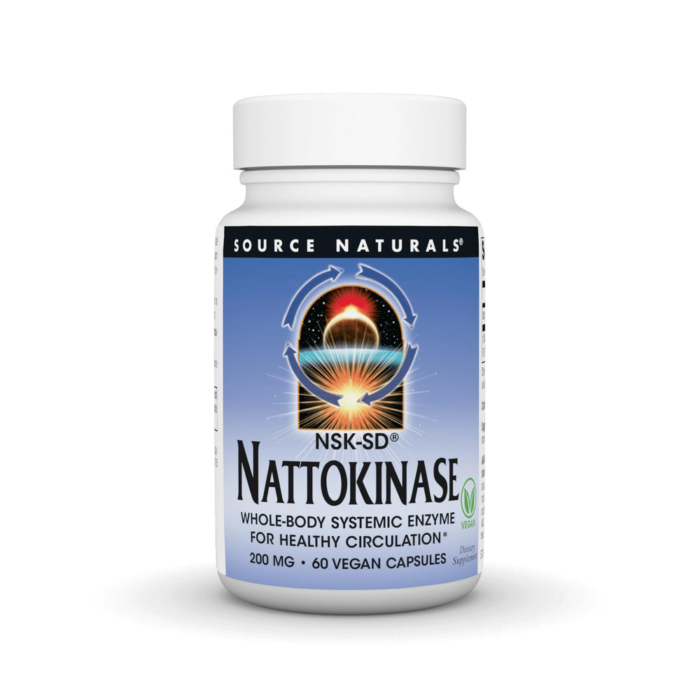 Source Naturals NSK-SD nattokinase capsules bottle for systemic enzyme support