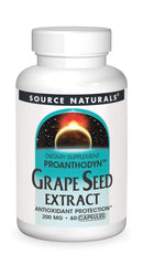 Source Naturals Proanthodyn grape seed extract bottle with capsules for antioxidant support.