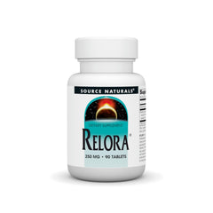 Source Naturals Relora bottle shown for stress-related eating support and daily wellness.