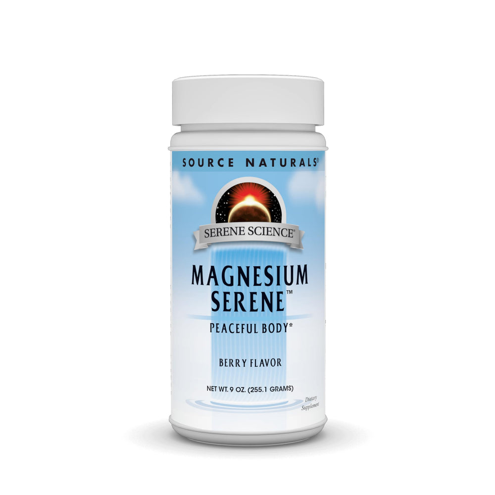 Source Naturals Serene Berry bottle front showing the berry flavor and product name for wellness potential.