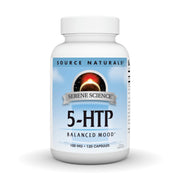 Source Naturals Serene Science 5-HTP bottle close-up for daily mood support.