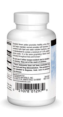 Source Naturals Swedish Flower Pollen label closeup showing product details.