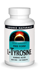 Source Naturals L-Tyrosine bottle label close-up highlighting quality.