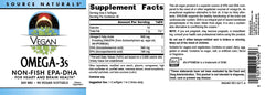 Source Naturals Omega-3s ingredients panel showing vegan soy-containing blend.
