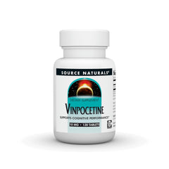 Source Naturals Vinpocetine 10 mg tablets bottle supports cognitive performance.