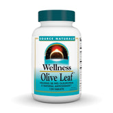 Source Naturals Wellness Olive Leaf bottle front with label signaling natural antioxidant support.