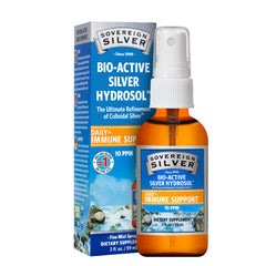 Sovereign Silver immune support bottle pour for easy daily wellness.
