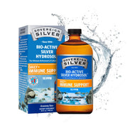 Sovereign Silver Immune Support bottle in amber glass promotes daily wellness.