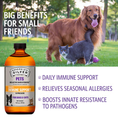 Sovereign Silver Pets Immune Support pour shows easy dosing for at-home administration.