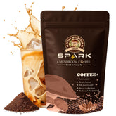 Spark Mushroom Coffee ground in a jar highlighting USDA Organic blend for daily calm energy.