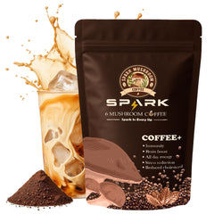 Spark Mushroom Coffee ground in a jar highlighting USDA Organic blend for daily calm energy.