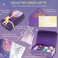 Sparkle x Lab gift box packaging with bow for Aries crystals ready to gift.