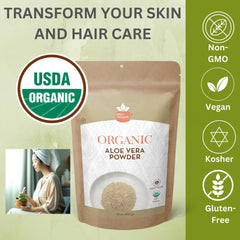 SPICY ORGANIC Aloe Vera Powder applied as a nourishing hair mask.