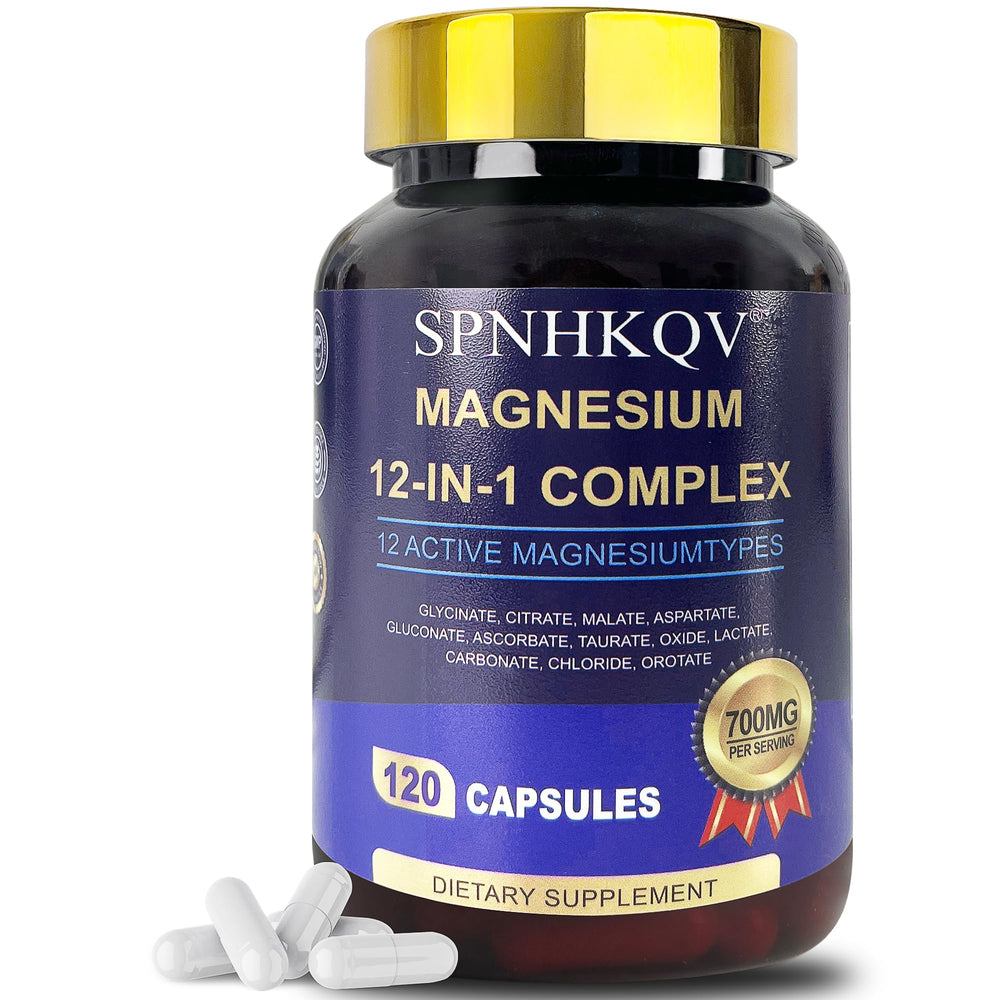 SPNHKOV Magnesium 12-in-1 bottle highlighting high absorption for daily energy