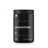 Spoken Creatine Monohydrate bottle open highlights easy dosing for strength and recovery.