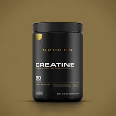Spoken Creatine Monohydrate scoop ready demonstrates simple measurement for lean muscle support.