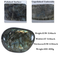 Sportmusies irregular Labradorite with flat base ready for shelf display.