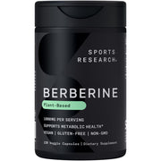 Sports Research Berberine bottle front shows vegan formula for metabolic support.