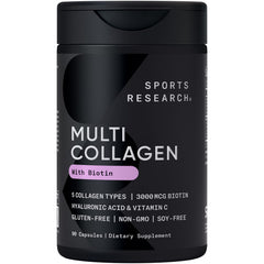 Sports Research Biotin-Infused Collagen bottle front supports daily beauty routines