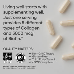 Sports Research Biotin-Infused Collagen bottle with glass conveys daily wellness routine