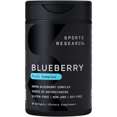 Sports Research Blueberry Capsules bottle on display for easy daily fruit support.