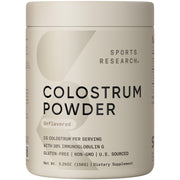 Sports Research Bovine Colostrum Powder bottle highlights purity for daily wellness.