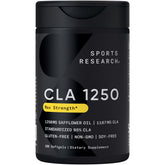 Sports Research CLA bottle front showing 1250 mg per softgel for daily support.