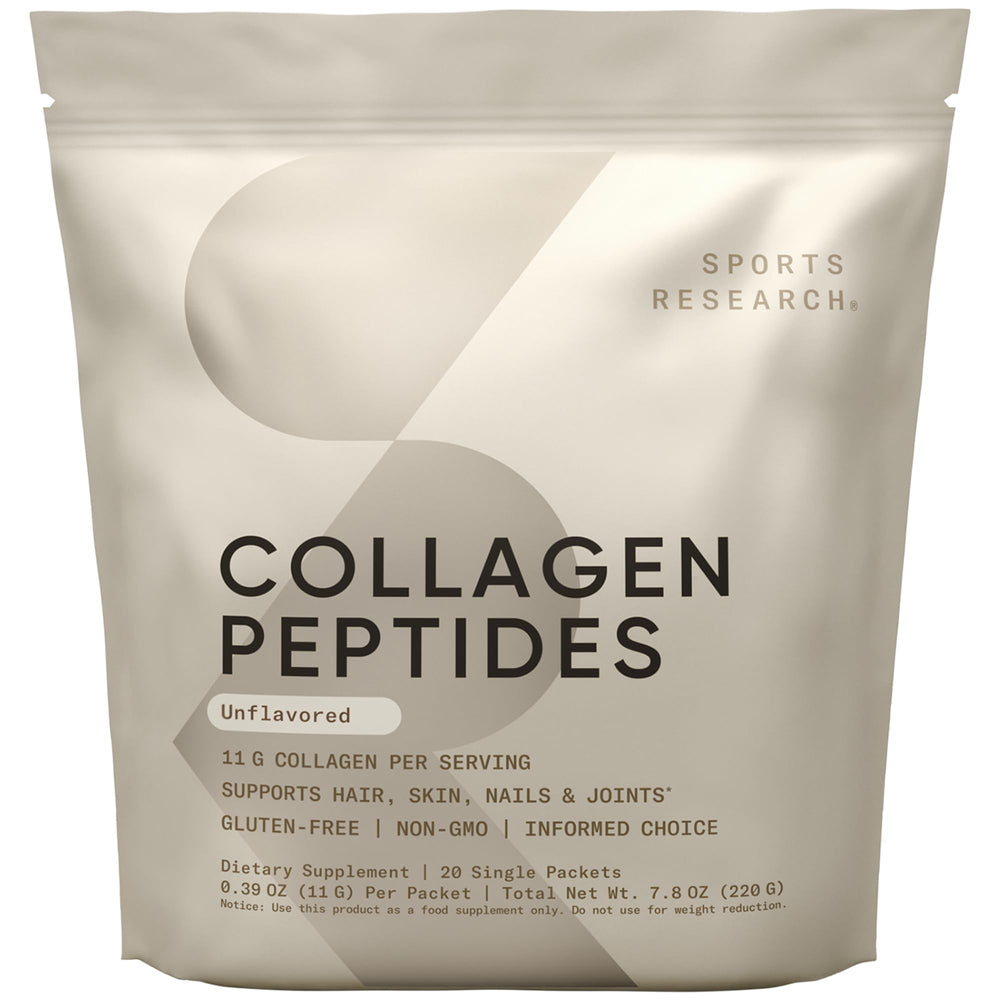 Sports Research Collagen Peptides bottle showing premium packaging for daily use